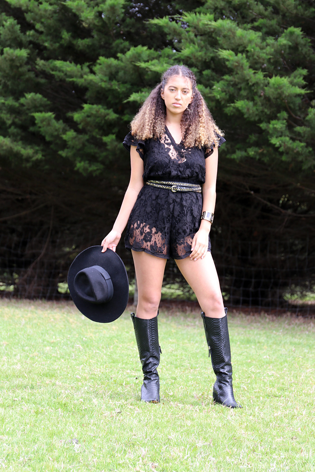 Arrivederci – Black lace playsuit with bodysuit | Bobbie + Co